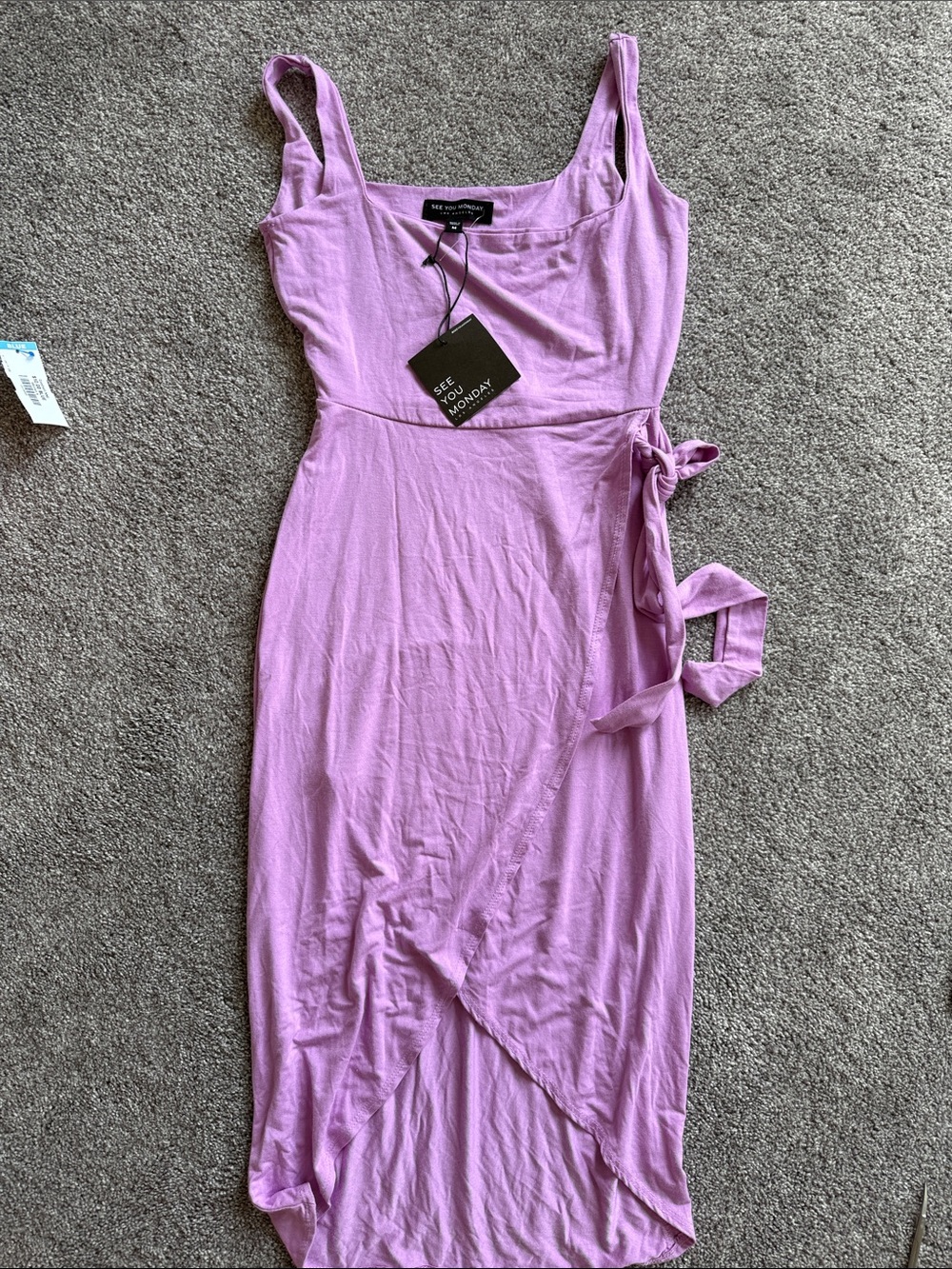 See You Monday Lavender Wrap-Style Midi Dress - Picture 6 of 7